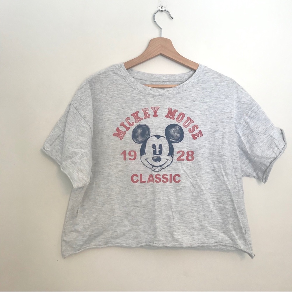 Disney Mickey Mouse Cropped Cotton T-Shirt